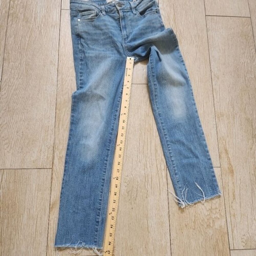 Paige Hoxton High-Rise Slim Raw Hem Jeans - Blue Size 28 - Picture 12 of 16